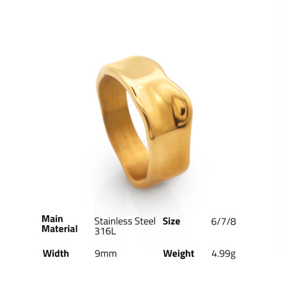 Chris April in stock PVD 18K gold plated 316L stainless steel minimalist Vintage fashion design band ring - Image 6