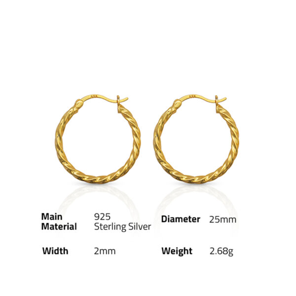 Chris April in stock 925 sterling silver custom vermeil Spiral pattern circle hoop earring for women - Image 6