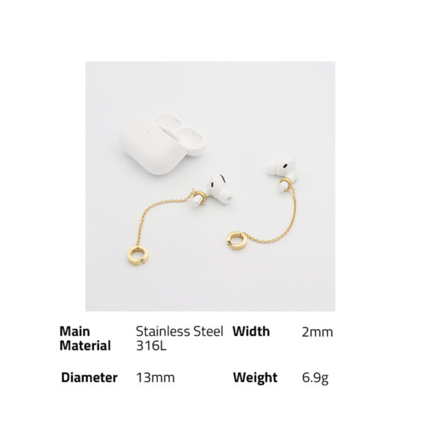 Chris April in stock 316L Stainless Steel PVD gold plated minimalist anti-lost earphone chain ear cuff - Image 5