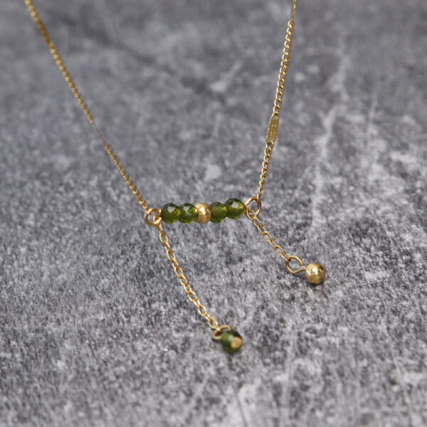 Chris April in stock 316L stainless steel PVD gold plating waterproof olive zirconium crystal gold beads necklace - Image 4