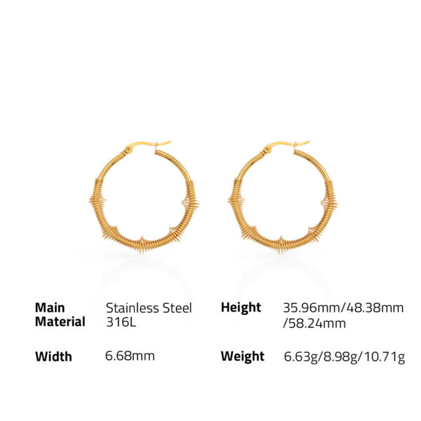 Chris April classic 316L Stainless Steel PVD gold plating minimalist wires circle huggies hoops earrings - Image 6