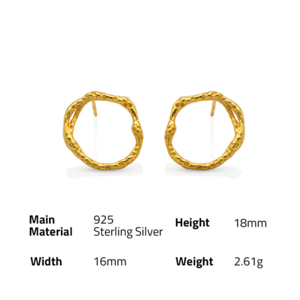 Chris April in stock 925 sterling silver gold plated simple irregular geometric Hollow stud earring for women - Image 6