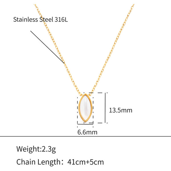 Chris April in stock 316L stainless steel PVD gold plating olive shape puka shell natural stone necklace - Image 6