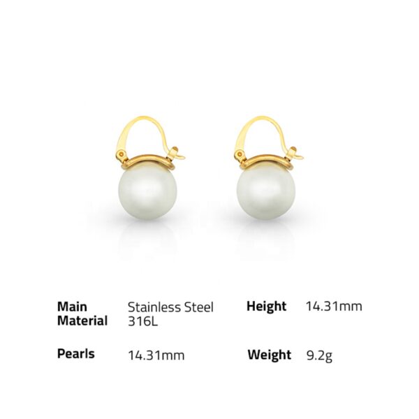 Chris April  Fashion Jewelry 316L Stainless Steel PVD gold plated minimalist shell pearl earrings - Image 6