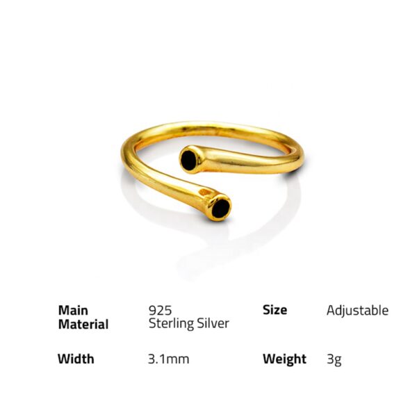 Chris April Fashionable 925 sterling silver 18k gold plated overlapped open crossed ring - Image 6