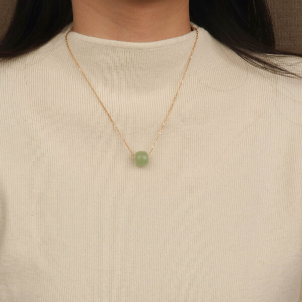 Chris April 316L stainless steel PVD plated charm drop gem natural jade pendant necklace - Image 4