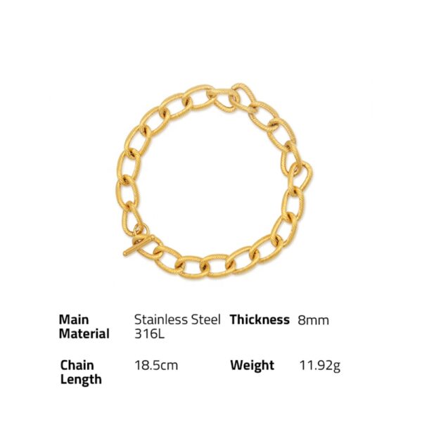 Chris April Fashion jewelry 316L stainless steel PVD gold plated Geometry Big circle chain bracelet - Image 6