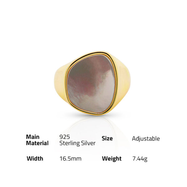 Chris April minimalist 925 sterling silver gold plated custom vermeil shell stone open jewelry ring - Image 6