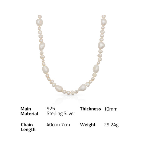 Chris April 925 sterling silver gold plated 18k gold Art shaped beads baroque natural freshwater pearl necklace  for women - Image 6