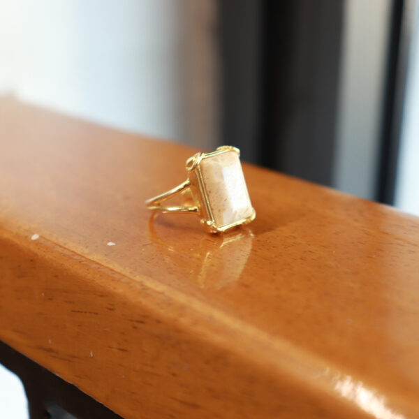 Chris April 925 silver 18k gold plated marble natural stone gold raw gemstone rings - Image 5