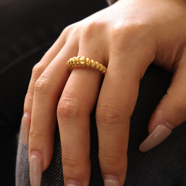 Chris April PVD gold plating 316L stainless steel minimalist croissant gold ring s - Image 5