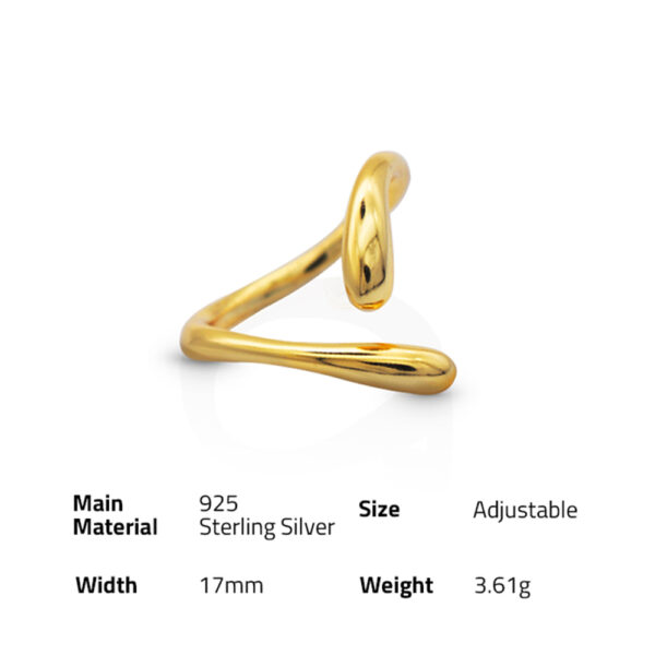 Chris April trending silver 925 gold plated irregular shape women fashion rings jewelry - Image 6