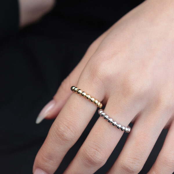 Chris April in stock 925 sterling silver gold plated minimalist open bead rings for women - Image 3