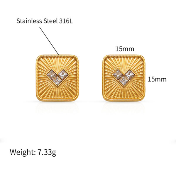 Chris April 316L stainless steel jewelry accessories heart zircons texture stud heart earrings for women - Image 6