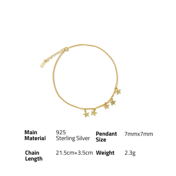 Chris April 925 sterling silver 18k gold plated custom vermeil star anklet for women - Image 6