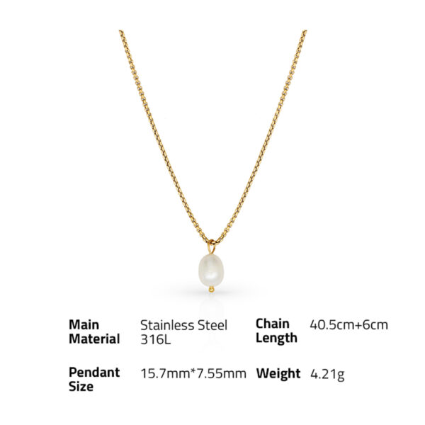 Chris April simple stainless steel PVD plated minimalistic freshwater pearl necklace - Image 6