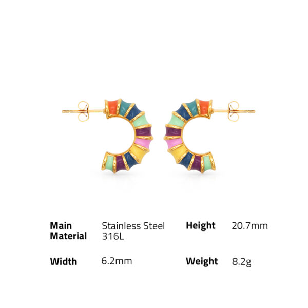 Chris April fashion jewelry 316L Stainless Steel 18k PVD gold plated candy color enamel bamboo hoops earrings - Image 6