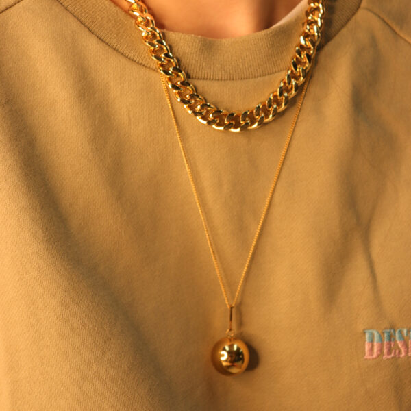 Chris April in stock fashion jewelry PVD gold plated 316l stainless steel Thick-plated solid ball pendant Necklace - Image 3