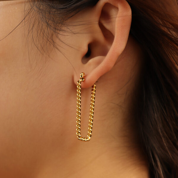 Chris April in stock Fashion Jewelry 316L stainless steel PVD gold plated Western style Hoop earrings - Image 3