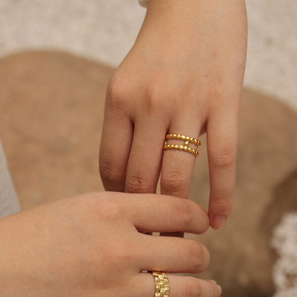 Chris April in stock 925 sterling silver gold plated Double opening beads finger rings - Image 5