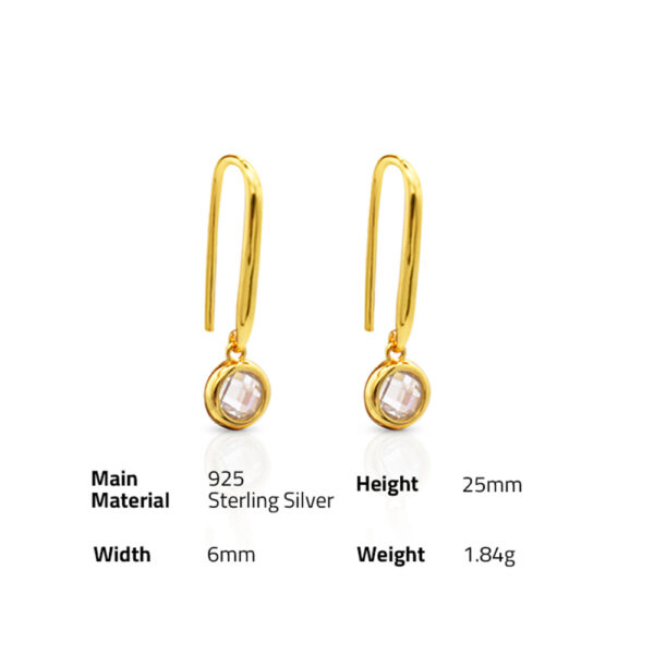 Chris April In Stock  925 sterling silver gold plated Minimalist U shape diamond cut CZ earring - Image 6