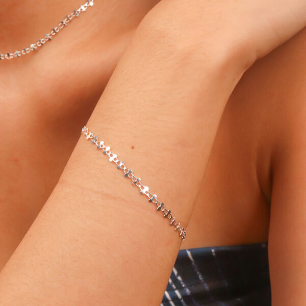 Chris April In stock Fine jewelry 925 sterling silver gold plate custom vermeil ladder chain bracelet for women - Image 3