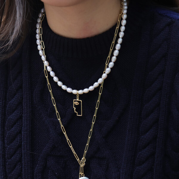 In stock fresh water pearl choker face necklaces - Image 3