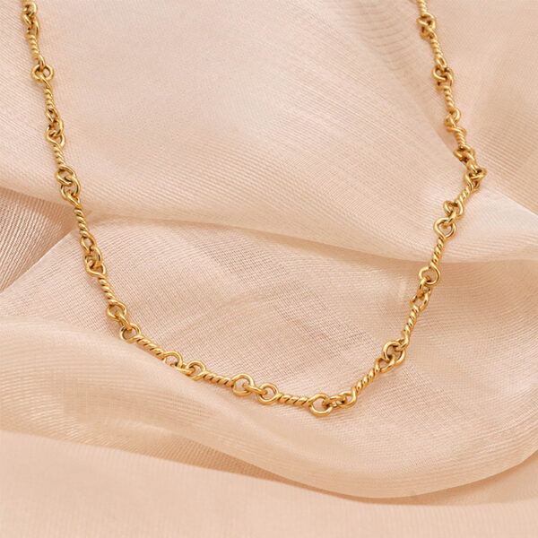 Chris April brass PVD gold plated rope twisting chain necklace - Image 6