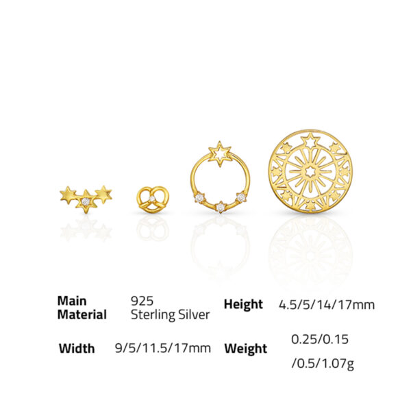 Chris April fashion In Stock 925 sterling silver Gold Plated Custom Vermeil Stud Earrings Set for women 2020 - Image 6