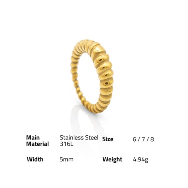 Chris April PVD gold plating 316L stainless steel minimalist croissant gold ring s - Image 6