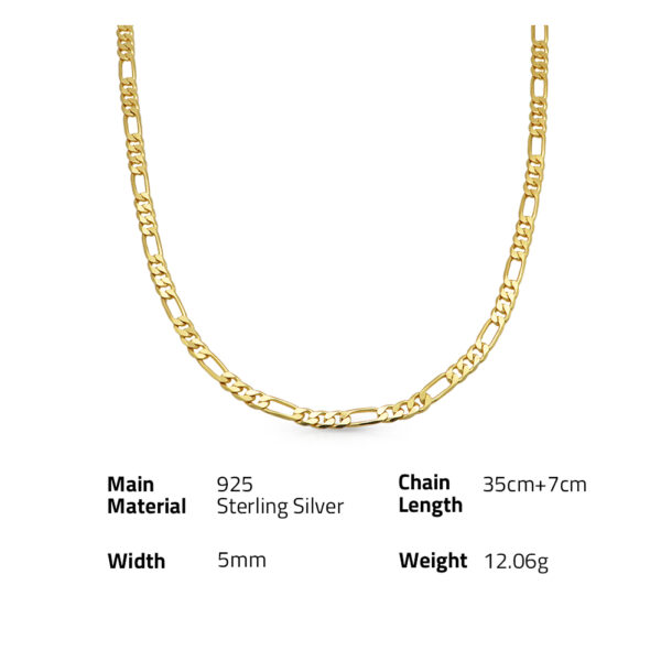 Chris April minimalist 925 sterling silver 18k gold plated chunky figaro chain necklace for single or layered wearing - Image 6