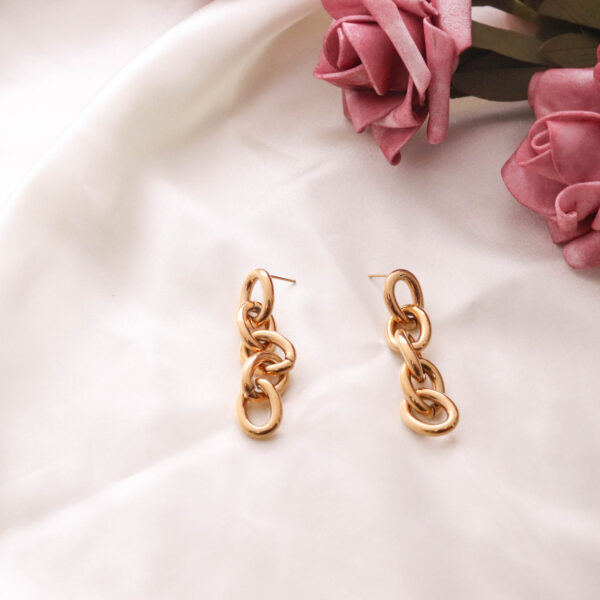 Chris April fashion wholesale 316L Stainless Steel PVD gold plated minimalist chunky chain earring - Image 5