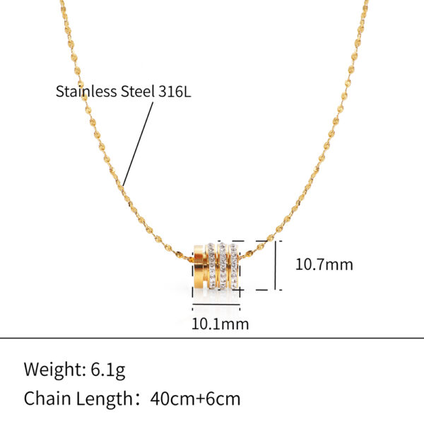 Chris April in stock 316L stainless steel PVD gold plating unique design zircon rotating pendent necklace - Image 6