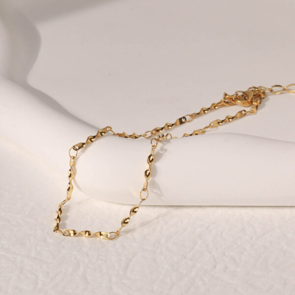 Chris April fashion design 316L stainless steel PVD gold plated wave chain choker minimalist anklet - Image 4