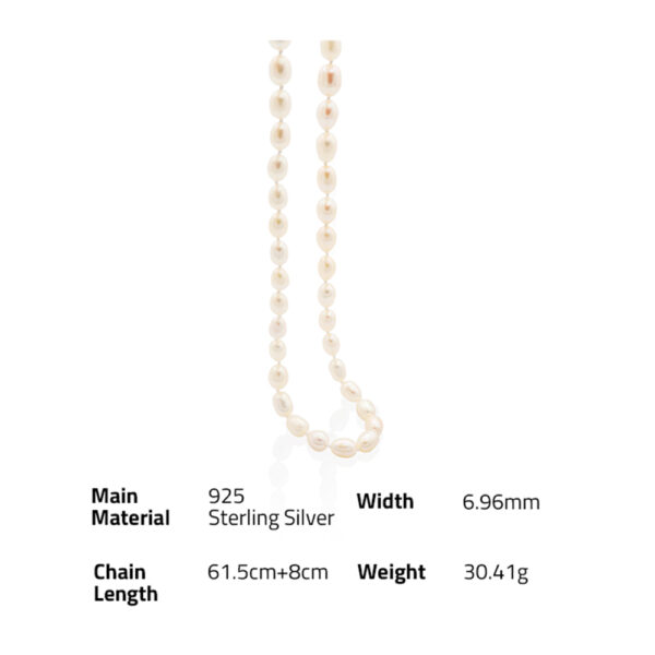 Chris April fine jewelry 925 sterling silver gold plated Minimalist Cultured freshwater pearls sweater chain necklace - Image 6