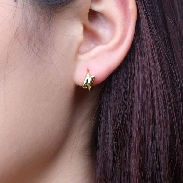 Chris April 925 sterling silver lightweight water drop custom gold vermeil hoop earrings - Image 4