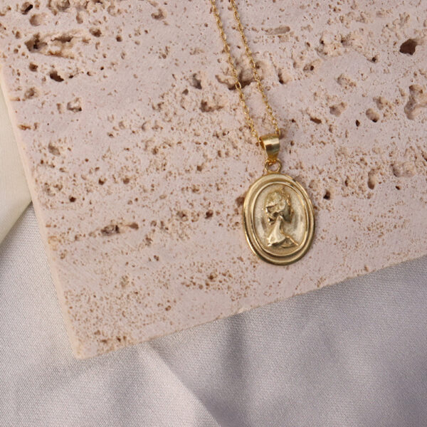 Chris April in stock 925 sterling silver simple gold plated Antique Design Cameo Coin Pendant Necklace - Image 4