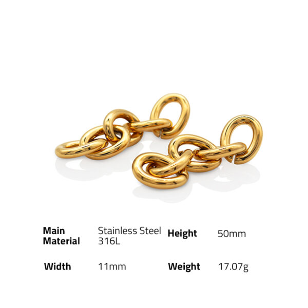 Chris April fashion wholesale 316L Stainless Steel PVD gold plated minimalist chunky chain earring - Image 6