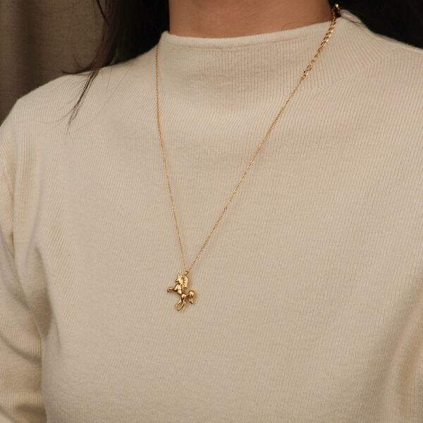 Chris April vintage 316L stainless steel PVD plated minimalist cute unicorn pendant necklace - Image 5
