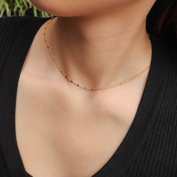 Chris April fine jewelry 925 Sterling silver 18K gold plated Minimalist paillette choker chain necklace - Image 5