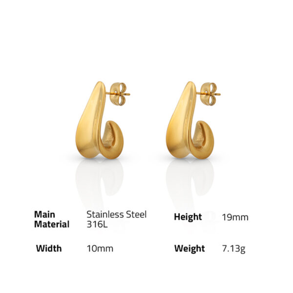 Chris April in stock fashion jewellery 316L stainless steel pvd gold plated non-tarnish unique frizzle hoop earrings - Image 6