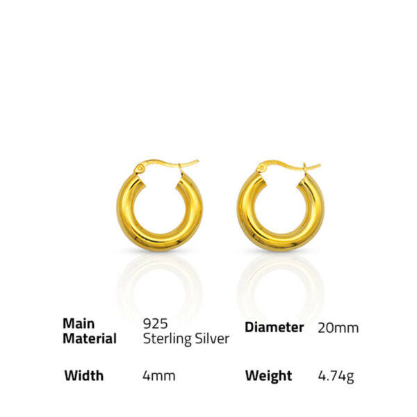 Chris April fine jewelry in stock 925 sterling silver micron gold plating glossy mini hoop earrings - Image 6