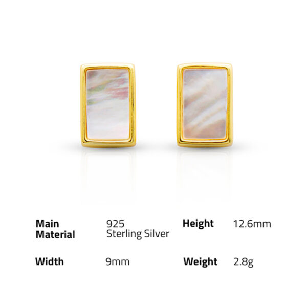 Chris April In Stock gold plated 925 sterling silver Retro geometric square shell earrings - Image 6