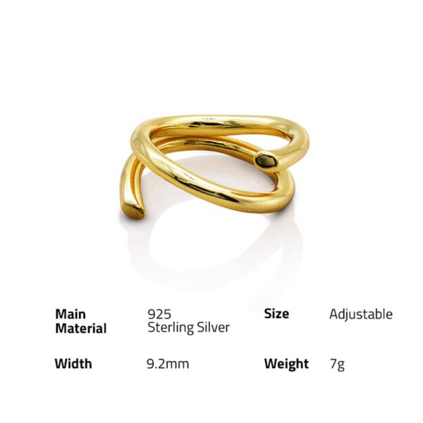 Chris April 14k yellow gold plated jewelry spinning twisted twine resizable korean rings with 925 silver - Image 6