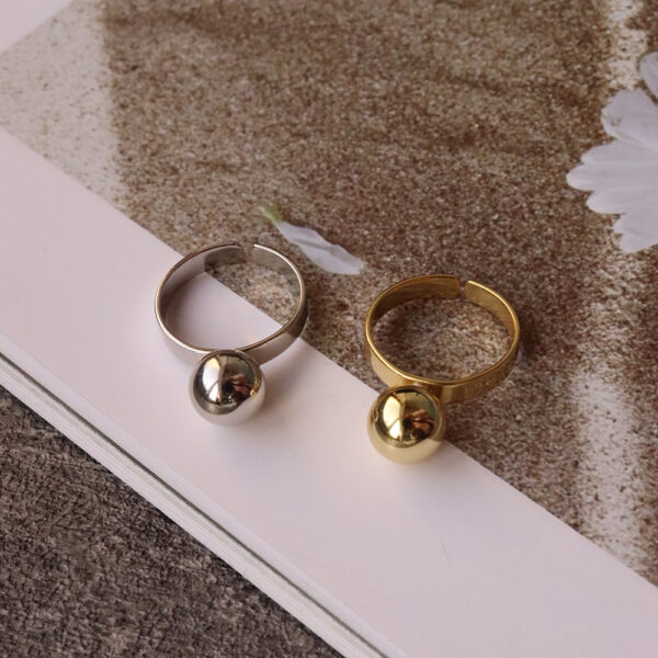 Chris April In stock 925 sterling silver 18k gold plated simple design Ball signet rings - Image 4