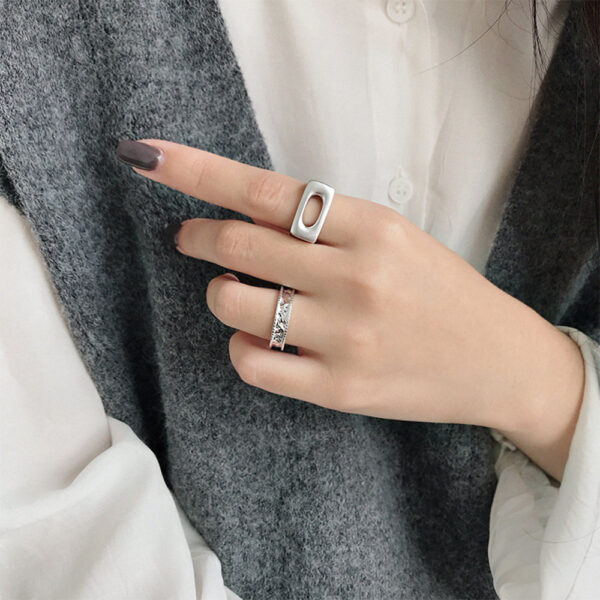 925 silver 14k gold plated silk matte finish geometrical shape o band ring with e-coating - Image 5