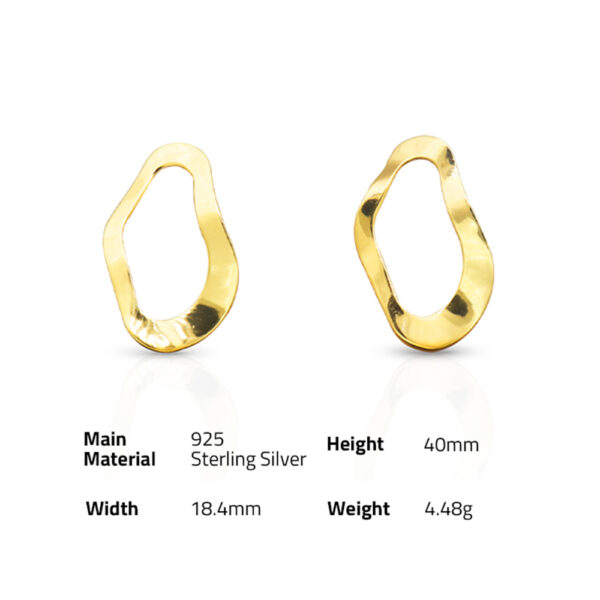 Chris April trendy 925 sterling silver gold plated irregular Twisted ellipse hoop earrings forwomen - Image 6