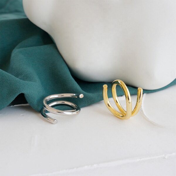 Chris April 14k yellow gold plated jewelry spinning twisted twine resizable korean rings with 925 silver - Image 5