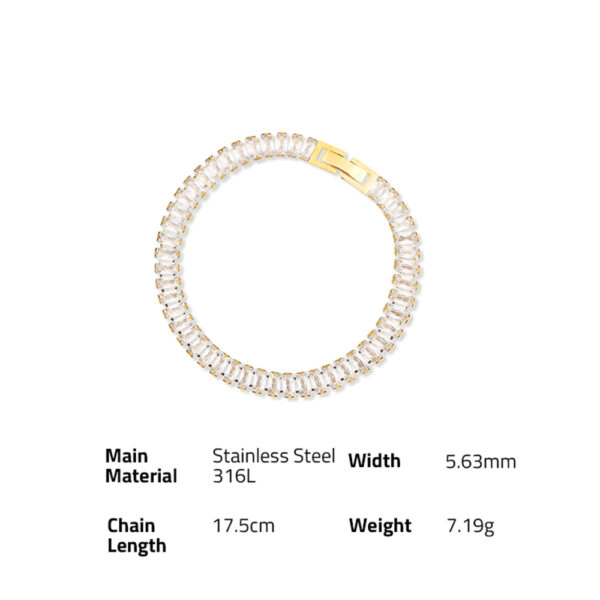 Chris April in stock fashion jewelry PVD gold plated 316L stainless steel non-tarnish bing bling bejeweled zircon chain Bracelet - Image 6