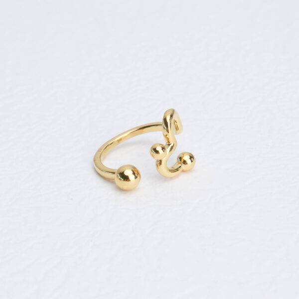 Chris April 18K PVD gold plating brass minimalist resizable abstract heart shape bead ring - Image 4